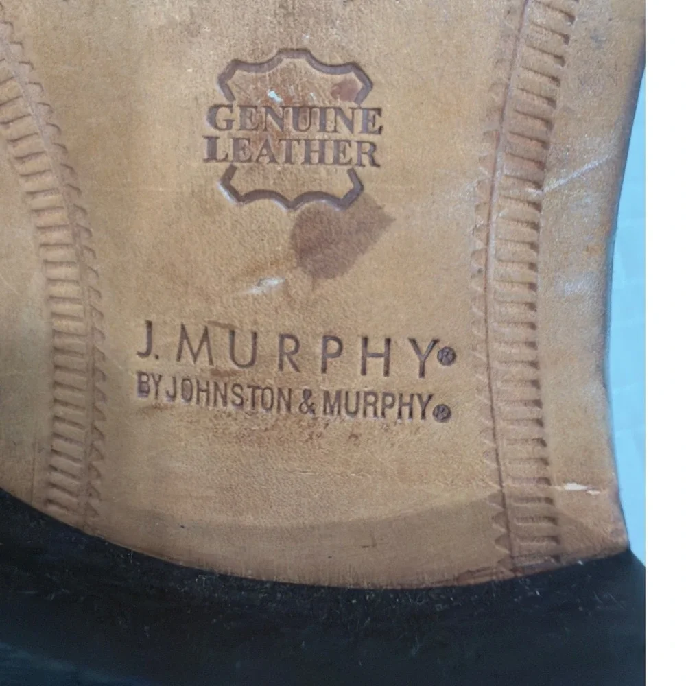 J. Murphy Johnston & Murphy Mens Burgundy Leather Cap Toe Oxford Shoes 14M